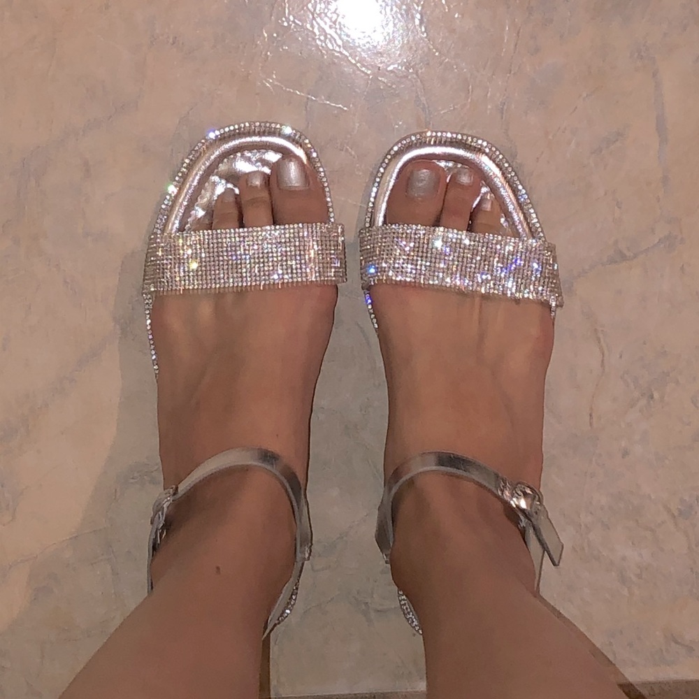 Rhinestone flat sandals
